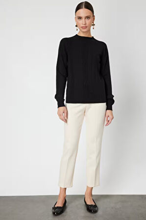 ON TRİKO Örgülü Sıfır Yaka Triko Kazak 69313