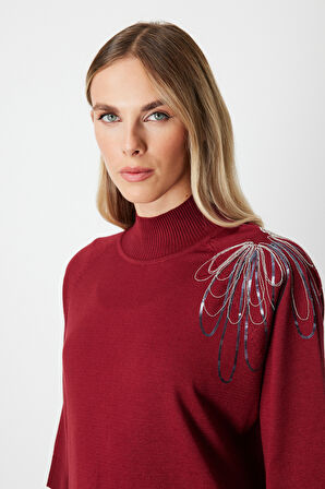 ON TRİKO Omzu Zincir İşlemeli Triko Kazak 65381