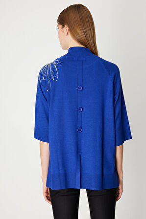 ON TRİKO Omzu Zincir İşlemeli Triko Kazak 65381