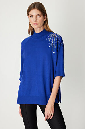 ON TRİKO Omzu Zincir İşlemeli Triko Kazak 65381