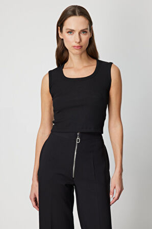 ON TRİKO Fitilli Kolsuz Crop Bluz 61396