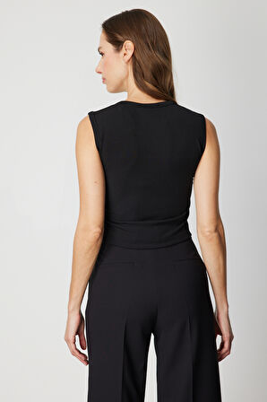 ON TRİKO Fitilli Kolsuz Crop Bluz 61396