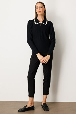 ON TRİKO Yakası Aksesuar Detaylı Triko Kazak 65363-26k