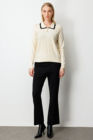 ON TRİKO Yakası Aksesuar Detaylı Triko Kazak 65363-26k