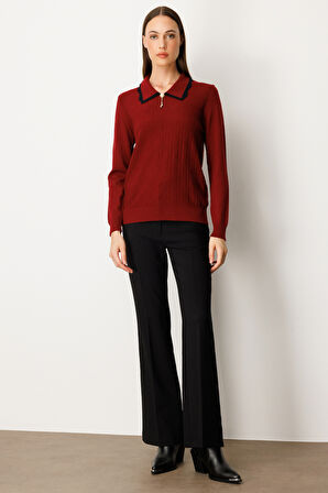 ON TRİKO Yakası Aksesuar Detaylı Triko Kazak 65363-26k