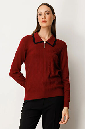 ON TRİKO Yakası Aksesuar Detaylı Triko Kazak 65363-26k