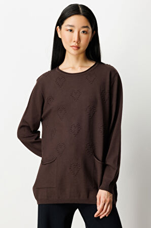 ON TRİKO Kabartma Desenli Cepli Triko Kazak 65344-26k