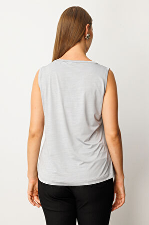 ON TRİKO Yakası Düğme Detaylı Kolsuz Basic 61333-26k