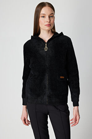 ON TRİKO Kapak Cepli Peluş Hırka 60936-26k