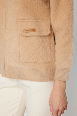 ON TRİKO Kapak Cepli Peluş Hırka 60936-26k