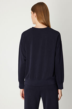 ON TRİKO Taşlı Yazılı Sıfır Yaka Eşofman Üstü 66348-26k