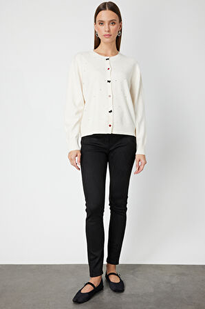 ON TRİKO Taş Detaylı Sıfır Yaka Triko Hırka 60344-26k