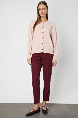 ON TRİKO Taş Detaylı Sıfır Yaka Triko Hırka 60344-26k