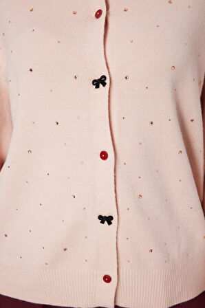 ON TRİKO Taş Detaylı Sıfır Yaka Triko Hırka 60344-26k