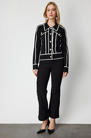 ON TRİKO Şerit Detaylı Çıtçıt Kapamalı Hırka 69908-26k