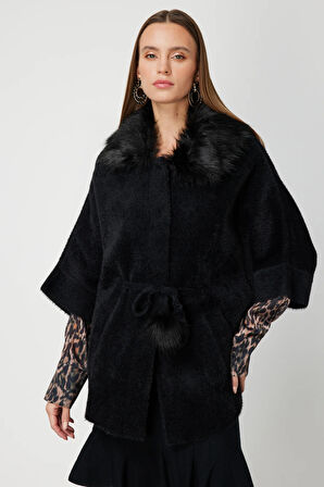 ON TRİKO Yakası Kürklü Peluş Hırka 63915-26k