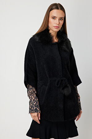 ON TRİKO Yakası Kürklü Peluş Hırka 63915-26k