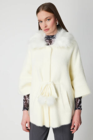 ON TRİKO Yakası Kürklü Peluş Hırka 63915-26k