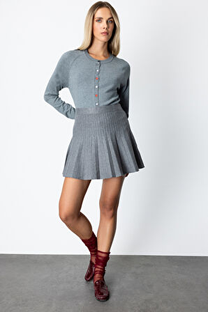 ON TRİKO Piliseli Mini Triko Etek 60203-26k