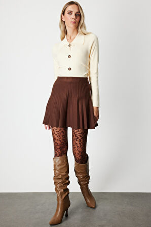 ON TRİKO Piliseli Mini Triko Etek 60203-26k