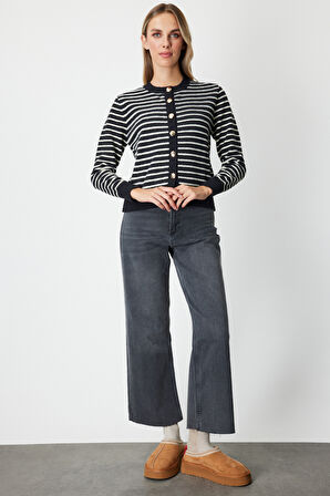 ON TRİKO Sıfır Yaka Çizgili Hırka 63901-26k