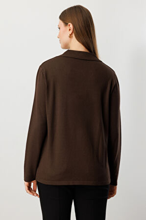 ON TRİKO Polo Yaka Süs Düğmeli Triko Kazak 65333-26k