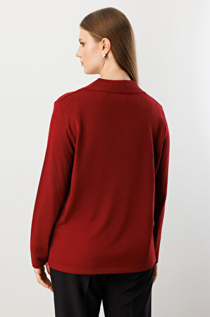 ON TRİKO Polo Yaka Süs Düğmeli Triko Kazak 65333-26k