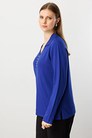 ON TRİKO Polo Yaka Süs Düğmeli Triko Kazak 65333-26k