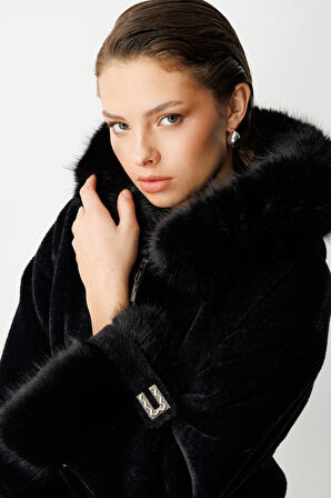 EKOL Kürk Detaylı Uzun Peluş Mont 6031-26k