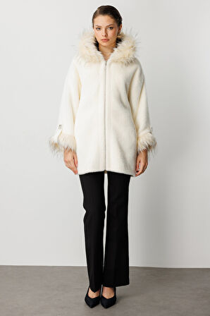 EKOL Kürk Detaylı Uzun Peluş Mont 6031-26k