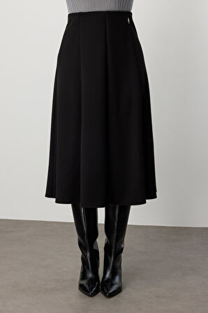 EKOL Midi Boy Pileli Broşlu Etek 2059-26k