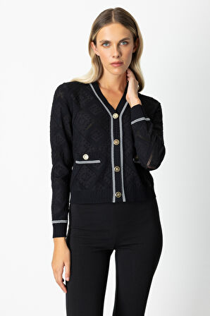 ON TRİKO V Yaka Kabartmalı Hırka 60950-26k