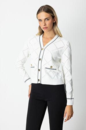 ON TRİKO V Yaka Kabartmalı Hırka 60950-26k