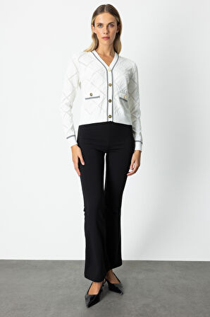 ON TRİKO V Yaka Kabartmalı Hırka 60950-26k