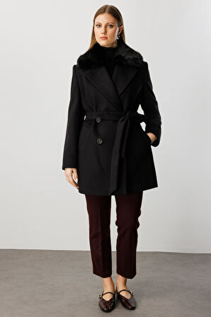 EKOL Yakası Kürklü Büyük Beden Kaban 6333-26k