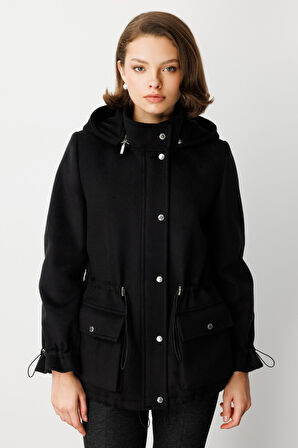 EKOL Kapüşonlu Kapak Cepli Kaşe Mont 6041-26k