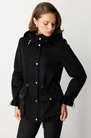 EKOL Kapüşonlu Kapak Cepli Kaşe Mont 6041-26k