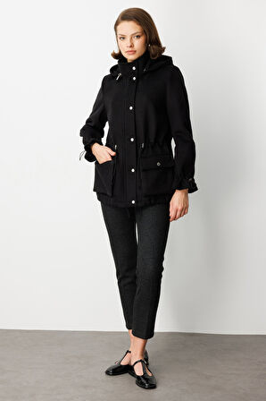 EKOL Kapüşonlu Kapak Cepli Kaşe Mont 6041-26k