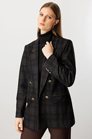 EKOL Ekoseli Kapak Cepli Ceket 5539-26k