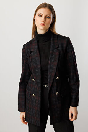 EKOL Ekoseli Kapak Cepli Ceket 5539-26k