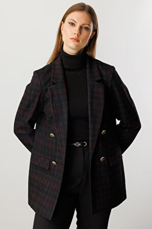 EKOL Ekoseli Kapak Cepli Ceket 5539-26k