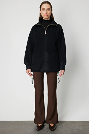 ON TRİKO Arkası Desenli Taşlı Dik Yaka Hırka 60945-26k