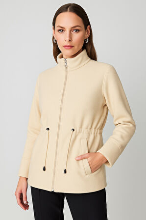 ON TRİKO Beli Bağcıklı Dik Yaka Mont 66721