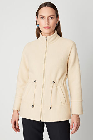 ON TRİKO Beli Bağcıklı Dik Yaka Mont 66721