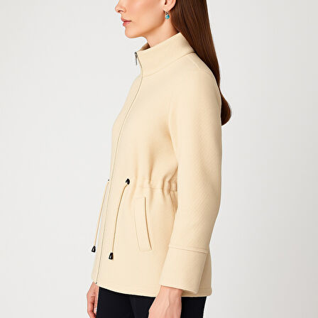 ON TRİKO Beli Bağcıklı Dik Yaka Mont 66721