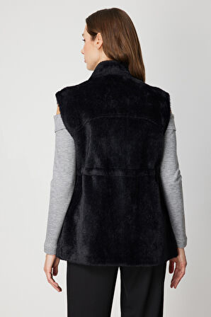 ON TRİKO Dik Yaka Beli Lastikli Peluş Yelek 66932