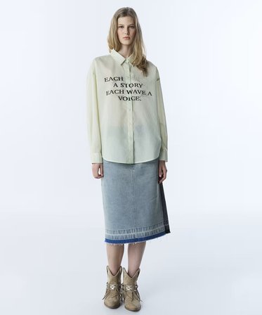 TWIST Slogan Ve Görsel Baskılı Oversize Gömlek TS1260025110