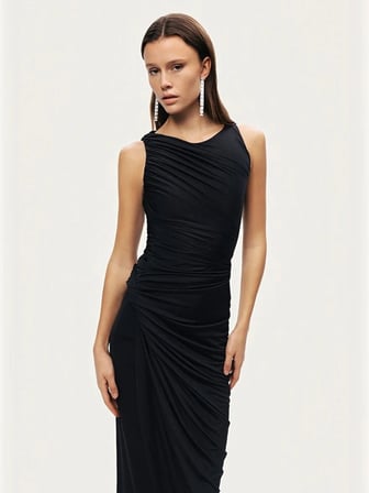 NOCTURNE Burgu ve Drape Detaylı Maxi Elbise 2778