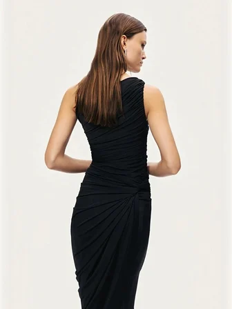 NOCTURNE Burgu ve Drape Detaylı Maxi Elbise 2778