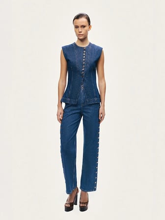 NOCTURNE Metal Düğme Detaylı Denim Pantolon 18167